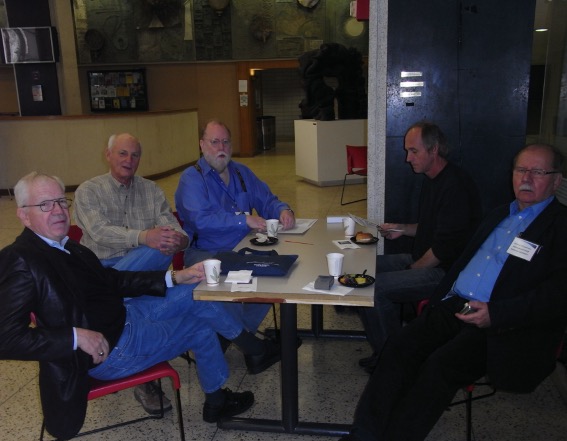Some of the founders and facilitators of ISCCP at 30th Celebration  Clockwise from lower left: Robert A. Schiffer (founder, International Project Manager, NASA/USA), Thomas Vonder Haar (founder, Chairman of WGRF oversight, representative of IRC, Colorado State University/USA), William B. Rossow (Head of GPC, 2nd Chairman GRP oversight, later Project Manager, NASA/City College of New York/USA), Chris Kummerow (3rd Chairman GRP oversight, Colorado State University/USA), Ehrhard Raschke (founder, representative of IRC, member of WGRF, University of Cologne/Hamburg/Germany); Not pictured: Garth Paltridge (founder, CSIRO/Australia), Pierre Morel (founder, Director WCRP Joint Planning Staff, France), Roy Jenne (founder, NCAR/USA), Graeme Stephens (1st Chairman GRP oversight, Colorado State University/USA).